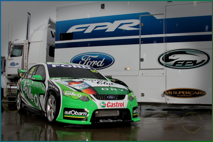 Paul Dumbrell's The Bottle-O car, with the FPR transporter at FPV Open Day 2011