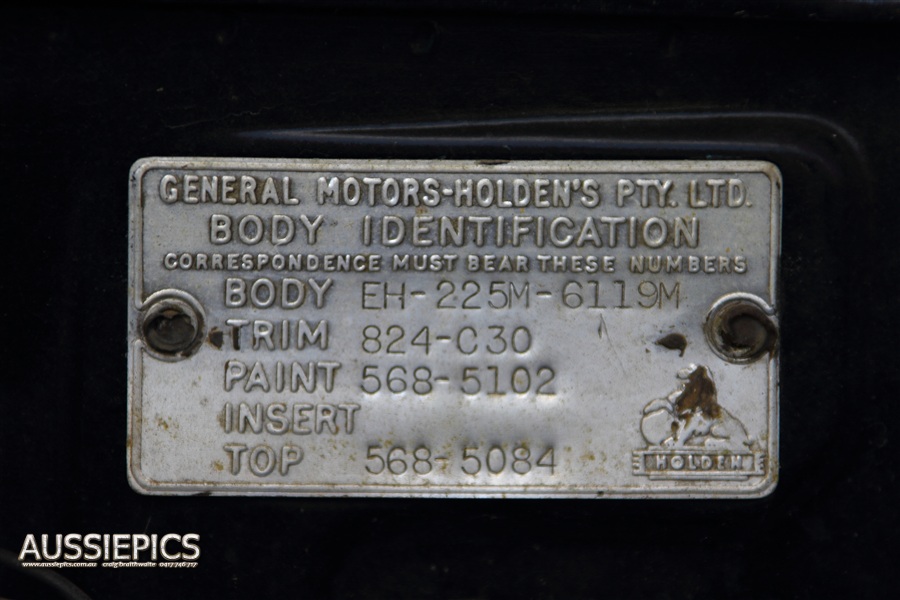 General Motors-Holden's PTY. LTD. EH Compliance Plate.