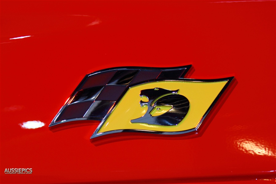 Red, Holden Red. Holden Racing Team emblem on the HSV 'Black Edition'