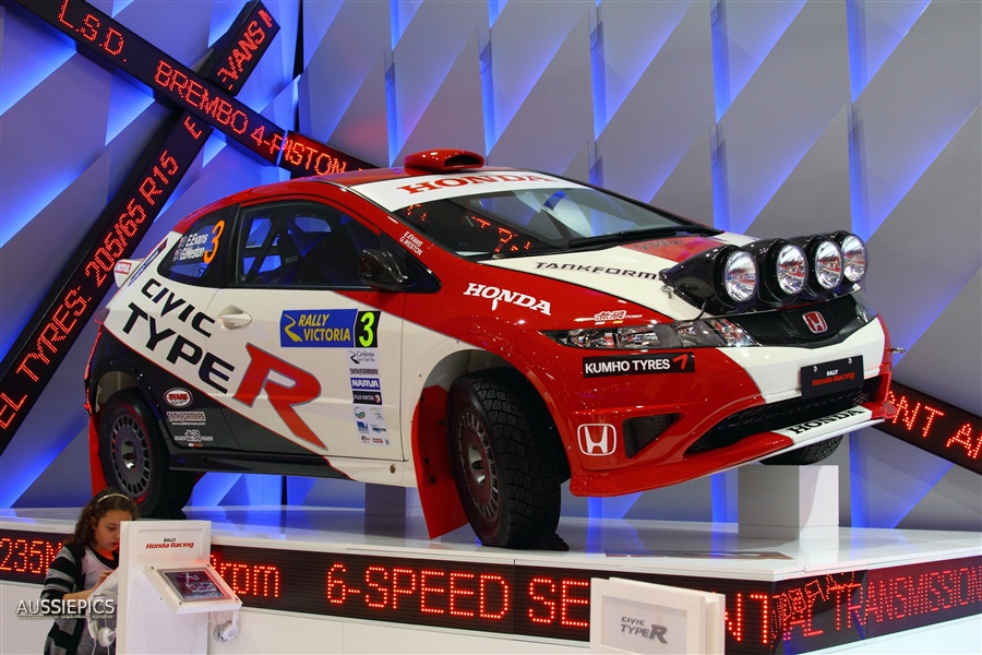 Evans' and Weston's Honda Civic Type-R Rally Victoria car at the Melbourne International Motorshow 2011.